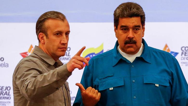 Tareck El Aissami y Nicolás Maduro.